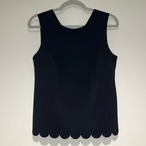 Banana Republic Scalloped Hem Sleeveless Blouse w/ Back Zipper Size S Black